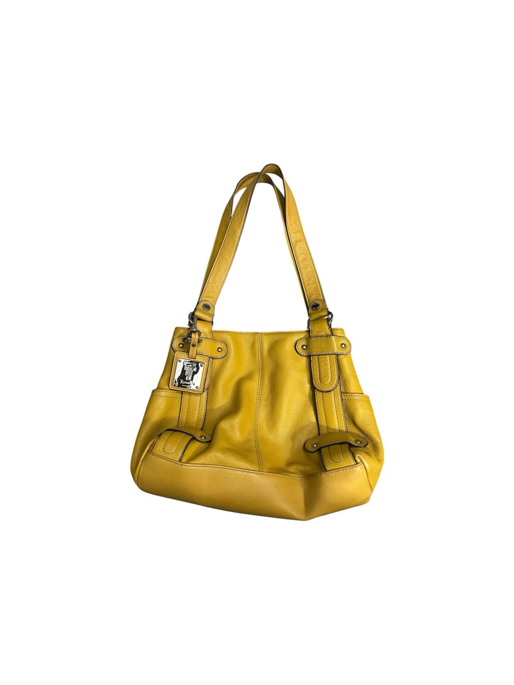 Tignanello Yellow Leather Shoulder Bag with Dual Straps